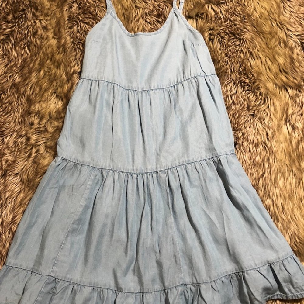 Chambray Ruffle Dress